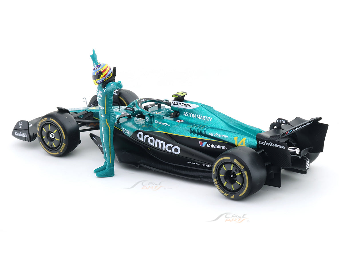 Special Offer : 2025 Aston Martin AMR25 No.14 Fernando Alonso with Driver Figure 1:24 Bburago Licensed F1 Diecast Model