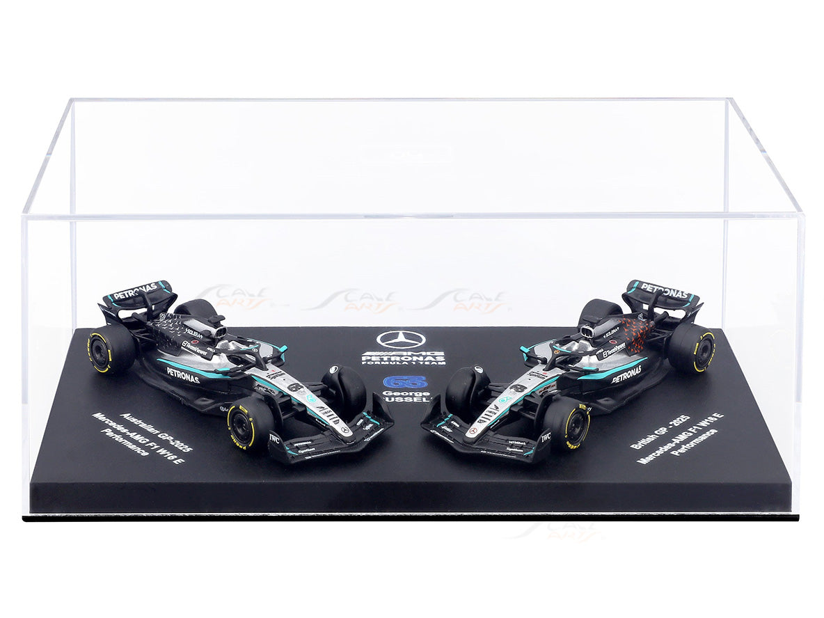 2025 Mercedes-AMG F1 W16 George Russell No.63 Twin Pack 1:64 Bburago Licensed Formula 1 Diecast Scale Model Set