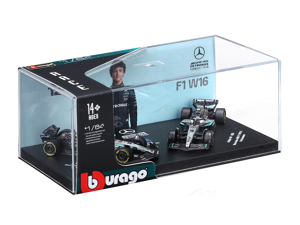 2025 Mercedes-AMG F1 W16 Kimi Antonelli No.12 Twin Pack 1:64 Bburago Licensed Formula 1 Diecast Scale Model Set