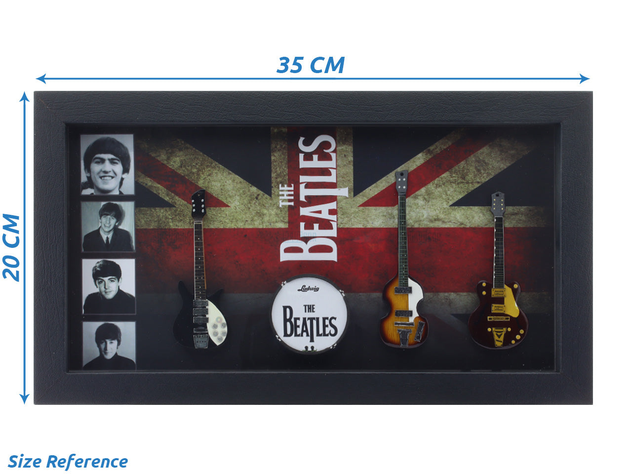 The Beetles Music band photo frame with miniature guitars Design C - Bluecor