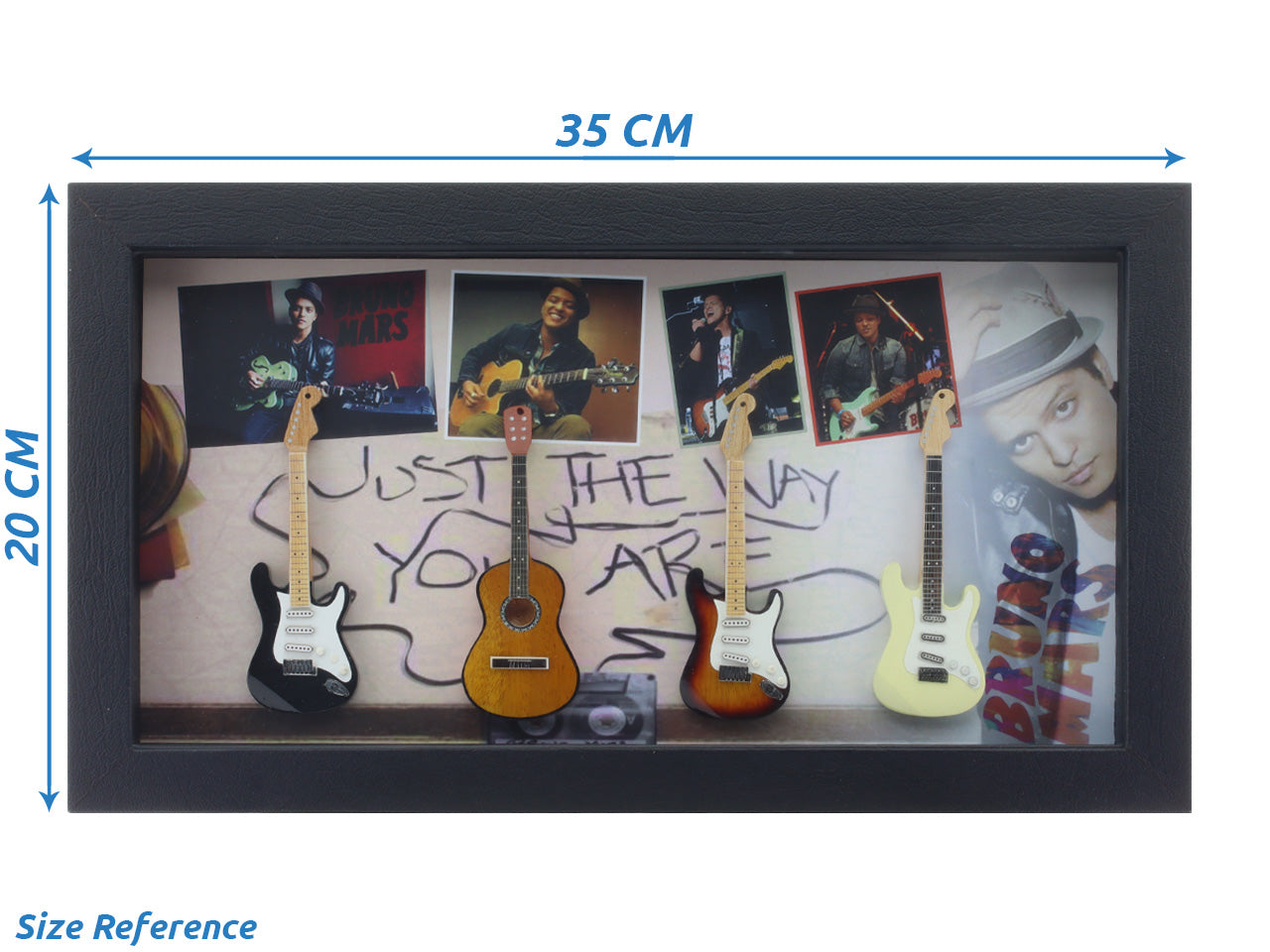 Bruno Mars Music band photo frame with miniature guitars Design A - Bluecor