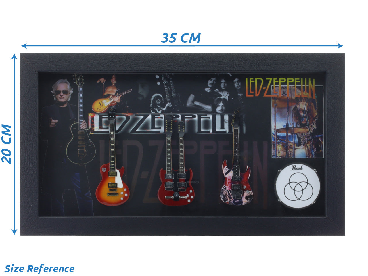 Led-Zeppelin Music band photo frame with miniature guitars Design A - Bluecor