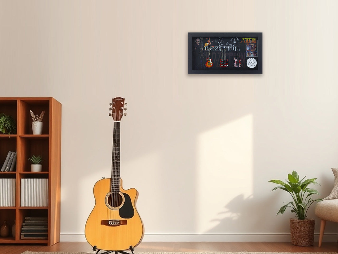Led-Zeppelin Music band photo frame with miniature guitars Design A - Bluecor