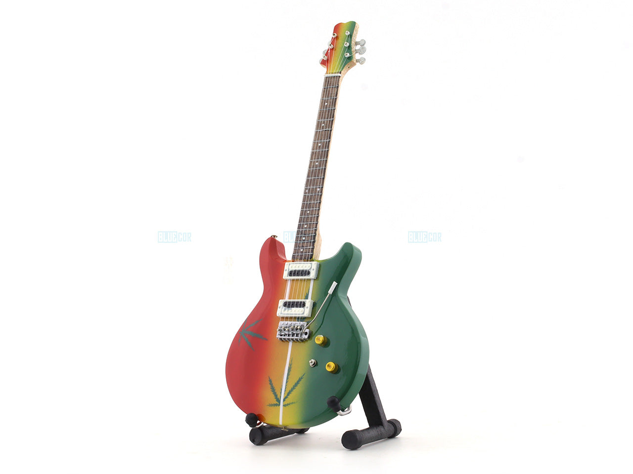 Bob Marley Wooden Miniature Guitar with Stand Generic design A
