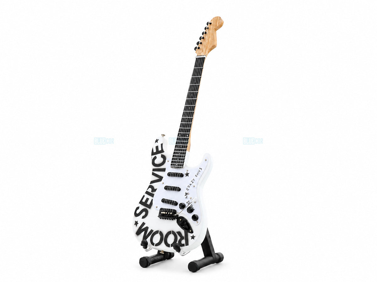 Bryan Adams Room Service Inspired Wooden Miniature Guitar Collectible with Display Stand 25cm | Rock Music Décor Gift for Fans