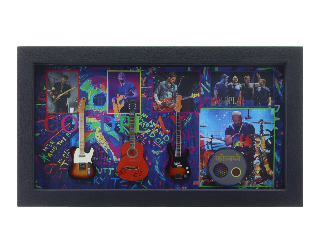 Coldplay Music band photo frame with miniature guitars Design A