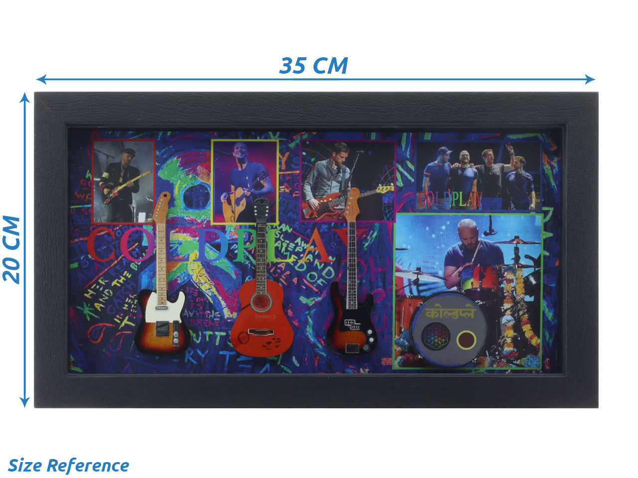 Coldplay Music band photo frame with miniature guitars Design A - Bluecor