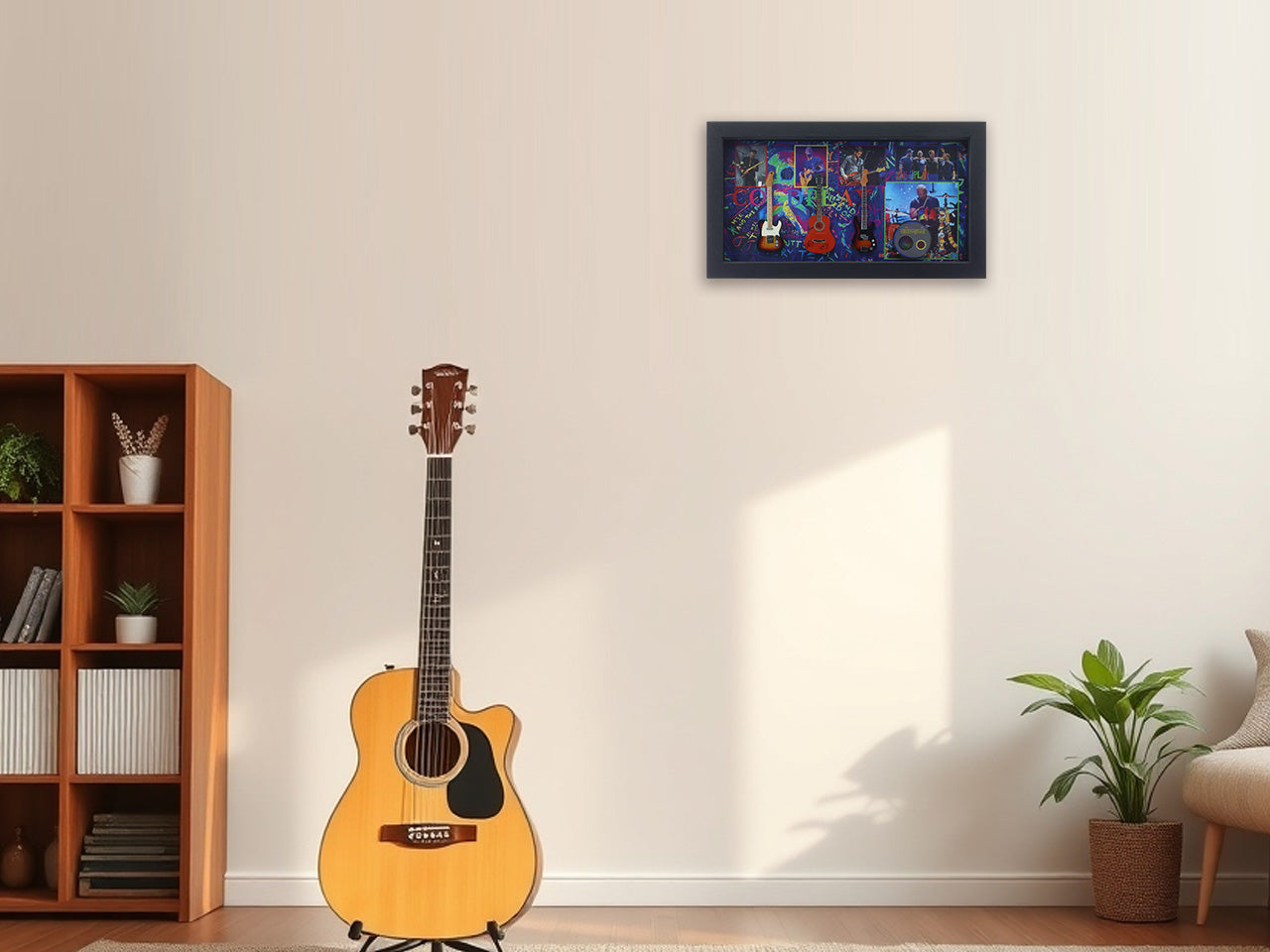 Coldplay Music band photo frame with miniature guitars Design A - Bluecor