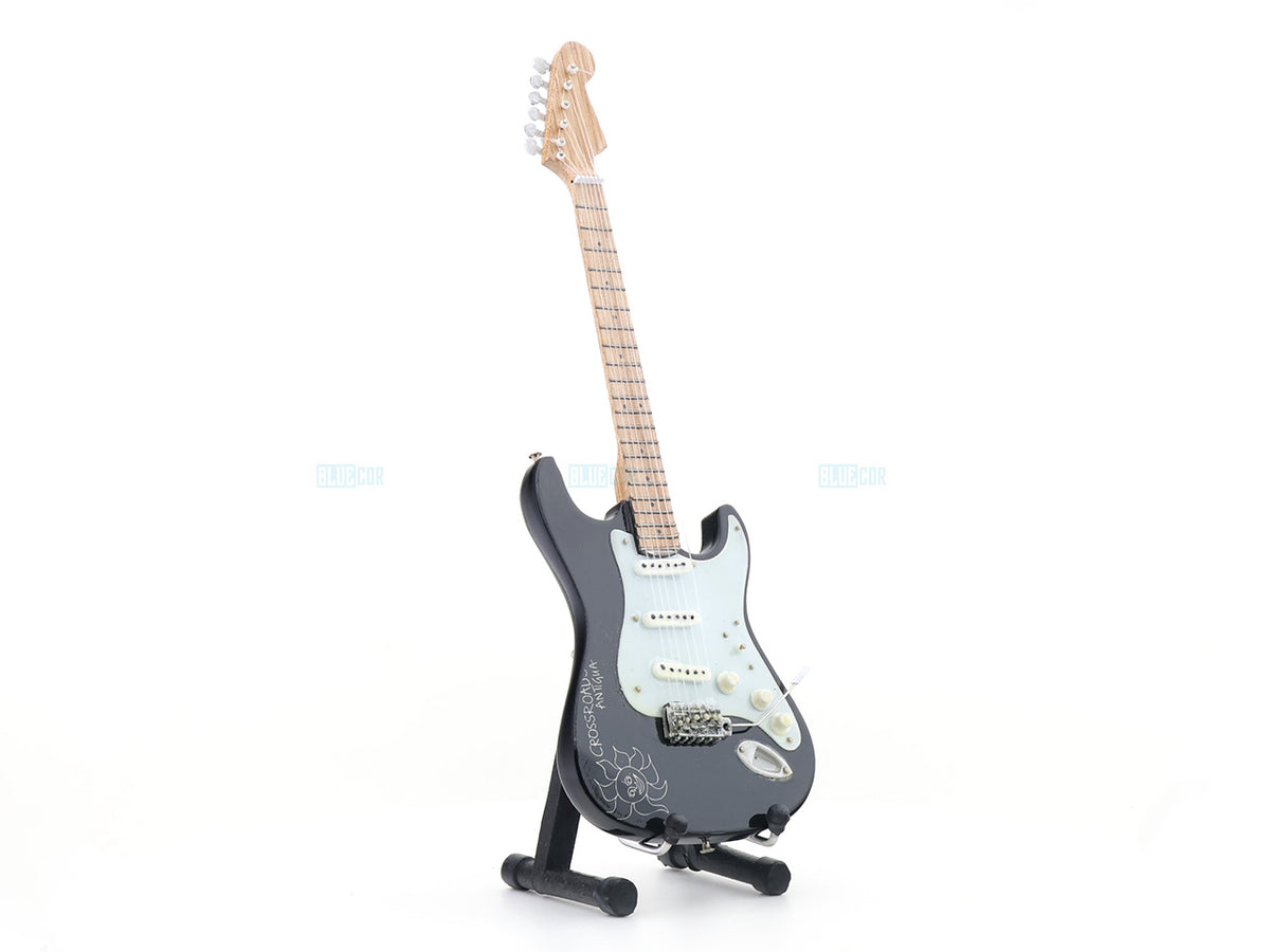 Crossroads Antigua Inspired Wooden Miniature Guitar Collectible with Display Stand 25cm | Rock Music Décor Gift for Fans