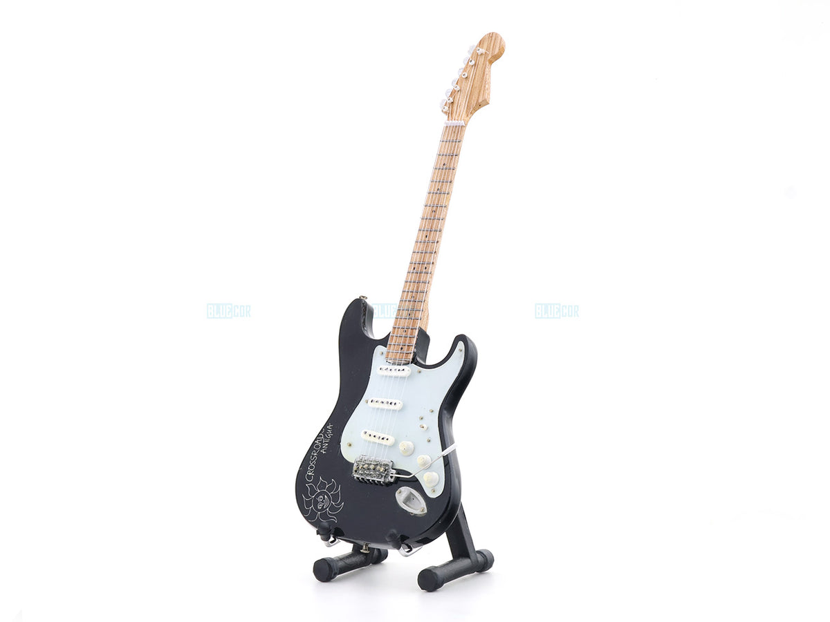 Crossroads Antigua Inspired Wooden Miniature Guitar Collectible with Display Stand 25cm | Rock Music Décor Gift for Fans