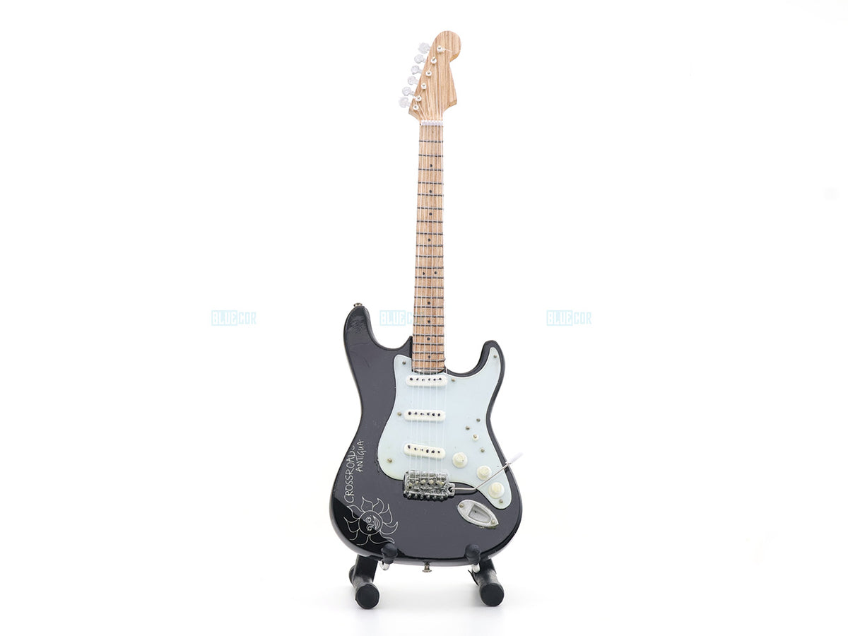 Crossroads Antigua Inspired Wooden Miniature Guitar Collectible with Display Stand 25cm | Rock Music Décor Gift for Fans