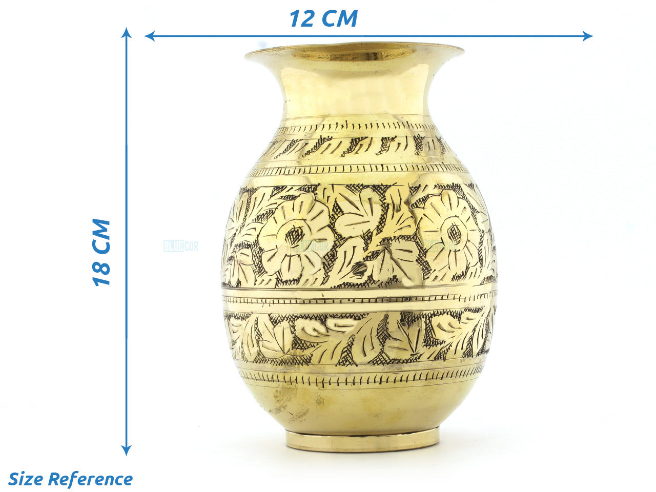 Set of 2 Brass Engraved Vases - Elegant Floral Design