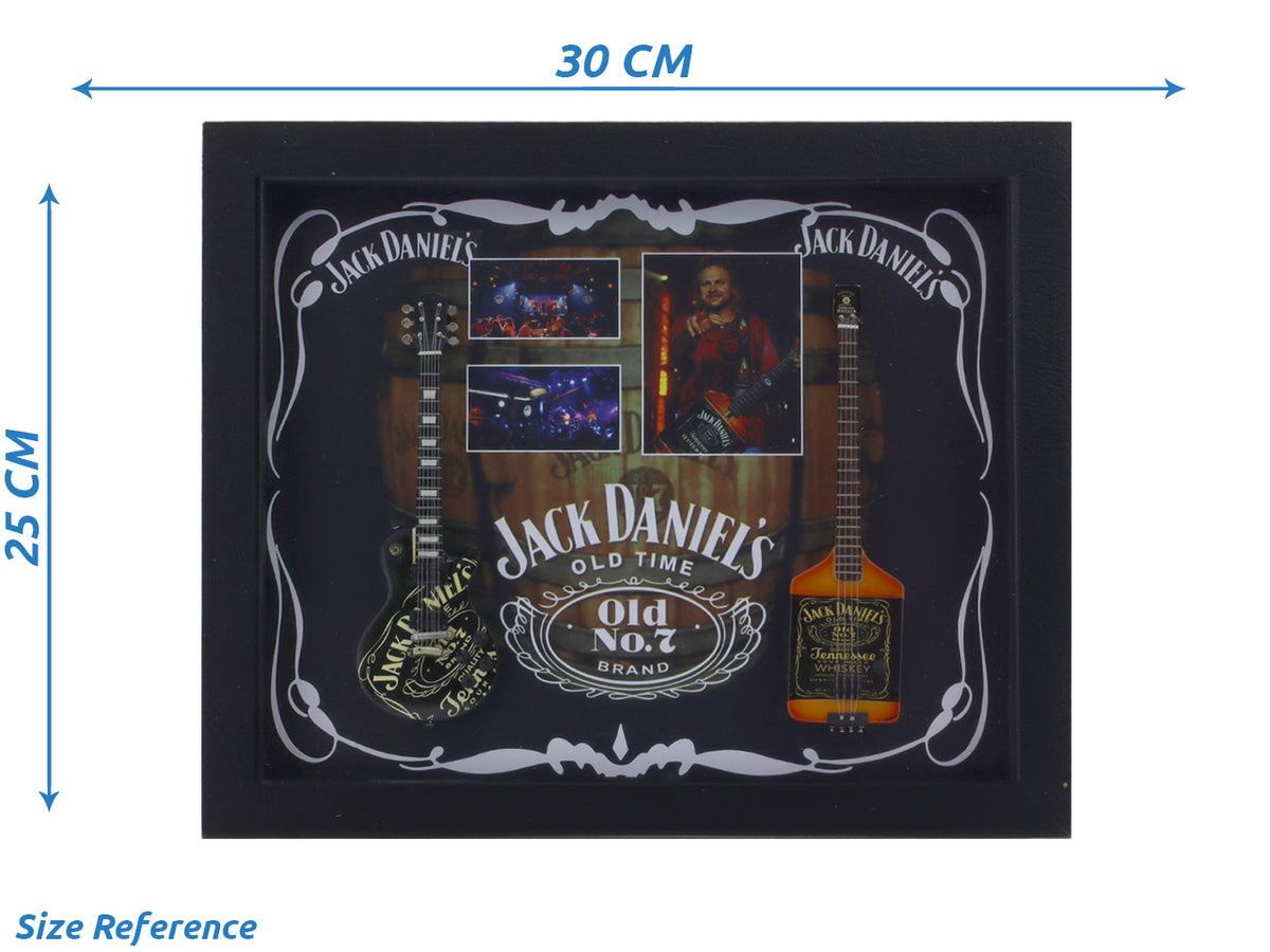 Jack Daniel’s Old No 7 3D Frame with Miniature Guitar | Bar & Music Wall Décor Gift India