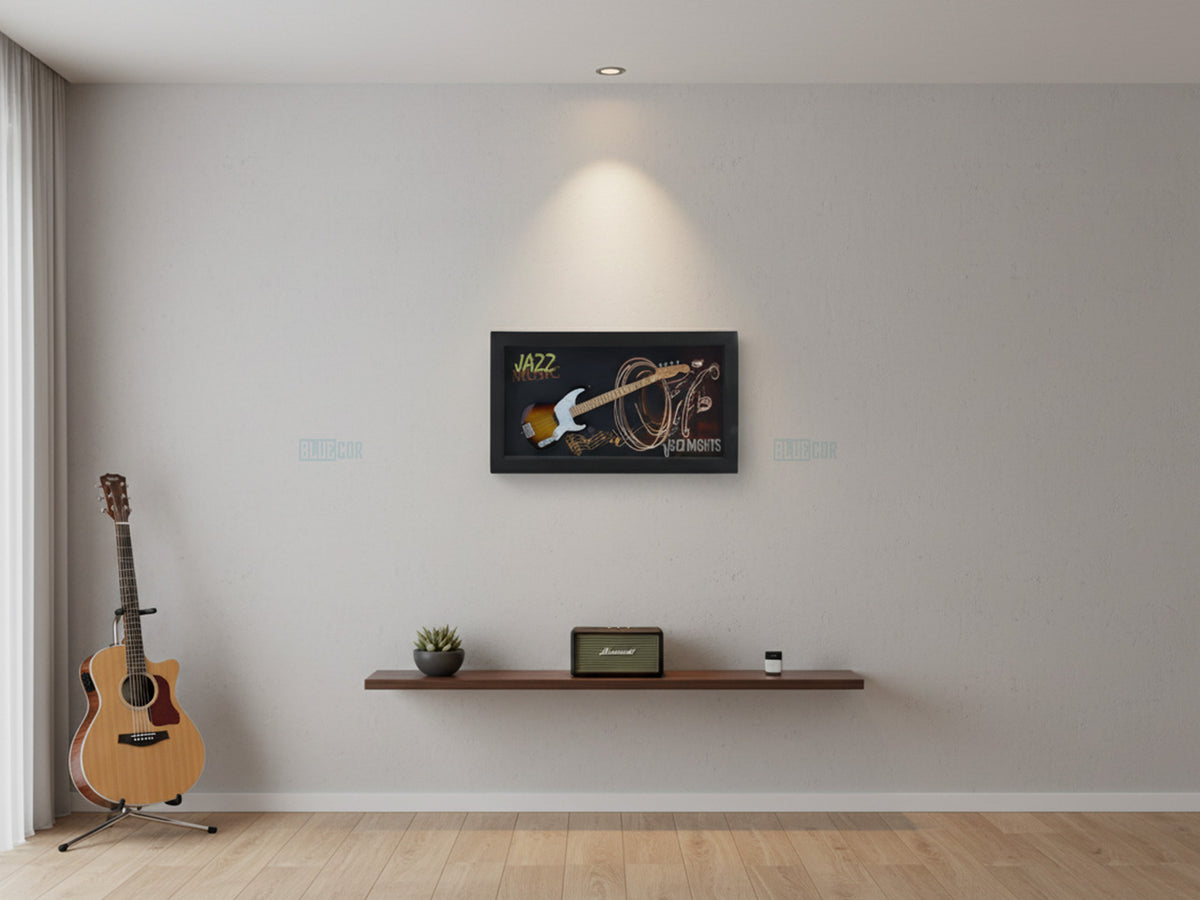Jazz Music 3D Frame with Miniature Guitar | Premium Music Wall Décor Gift India