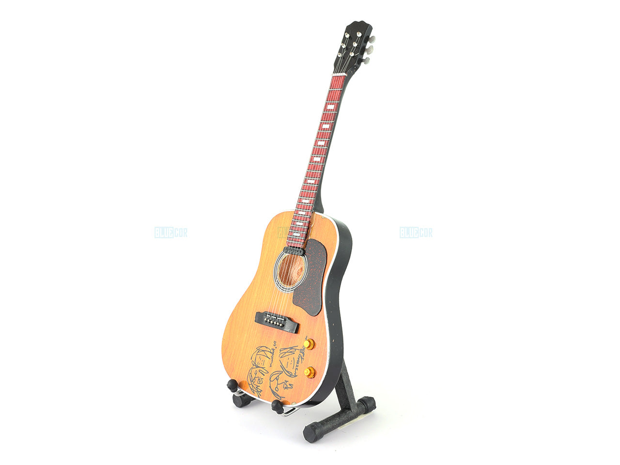 John Lennon Give peace a chance Music Band Miniature Guitar with Stand - Décor