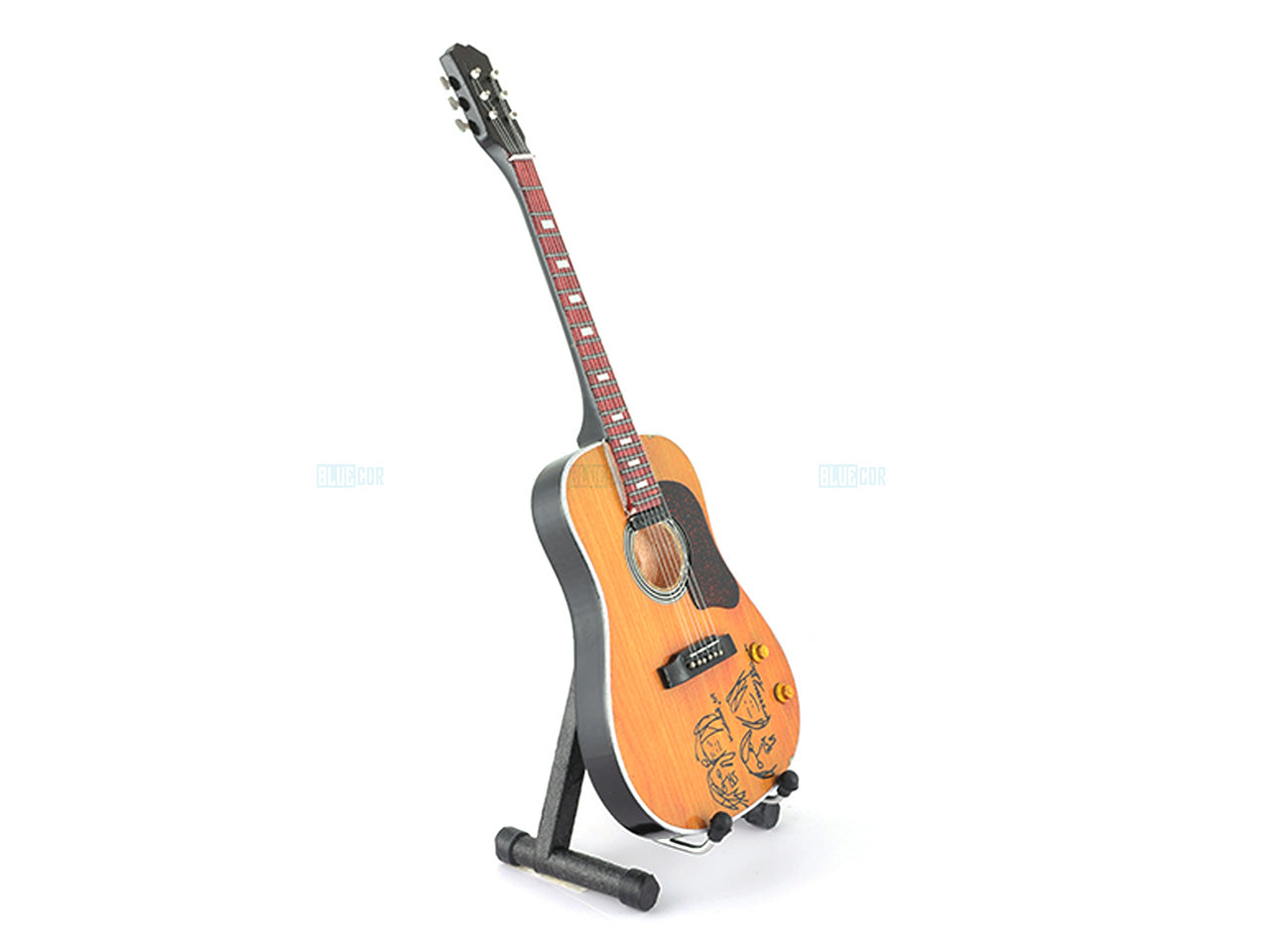 John Lennon Give peace a chance Music Band Miniature Guitar with Stand - Décor