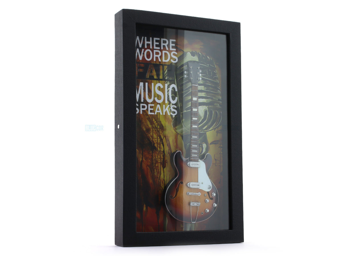 Music Speaks Guitar 3D Frame with Miniature Guitar | Premium Music Wall Décor Gift India