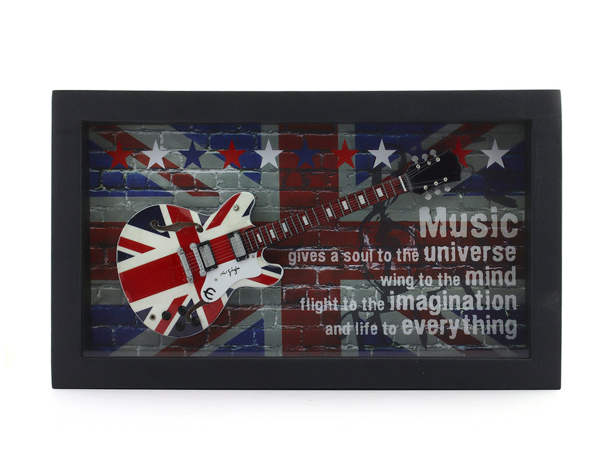 Music - Union Jack 3D Frame with Miniature Guitar | Bar & Music Wall Décor Gift India