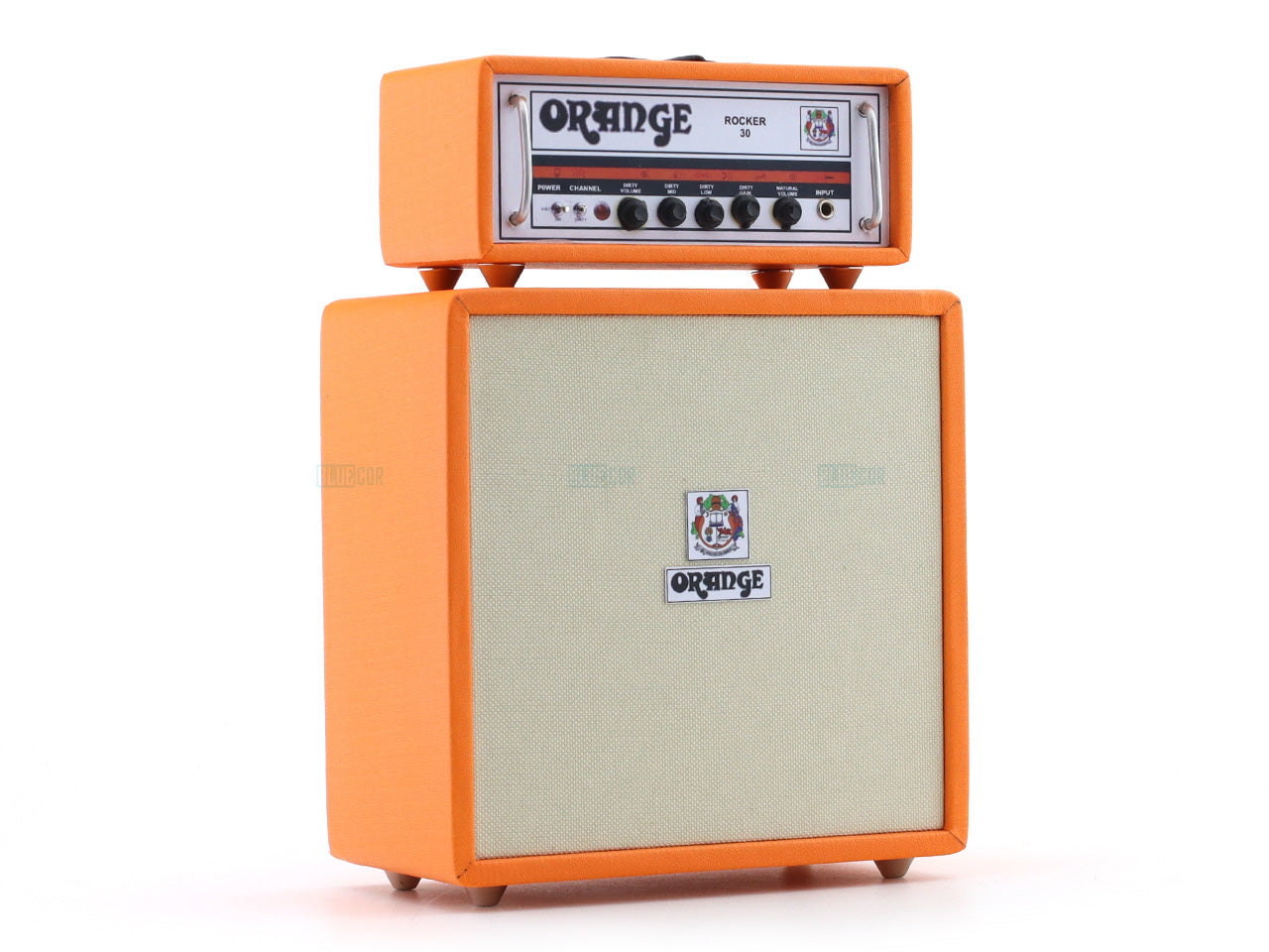 Orange Rocker 30 Dual Stack Miniature Wooden Amplifier Décor Replica for Music Enthusiasts