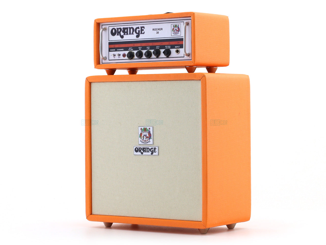 Orange Rocker 30 Dual Stack Miniature Wooden Amplifier Décor Replica for Music Enthusiasts