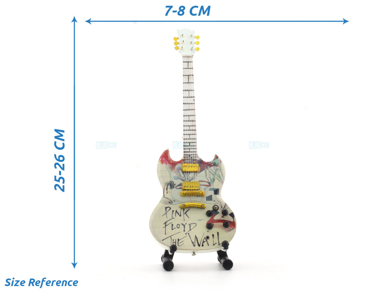 Pink Floyd Musician Bass Electric Guitar Miniature with Stand Design A