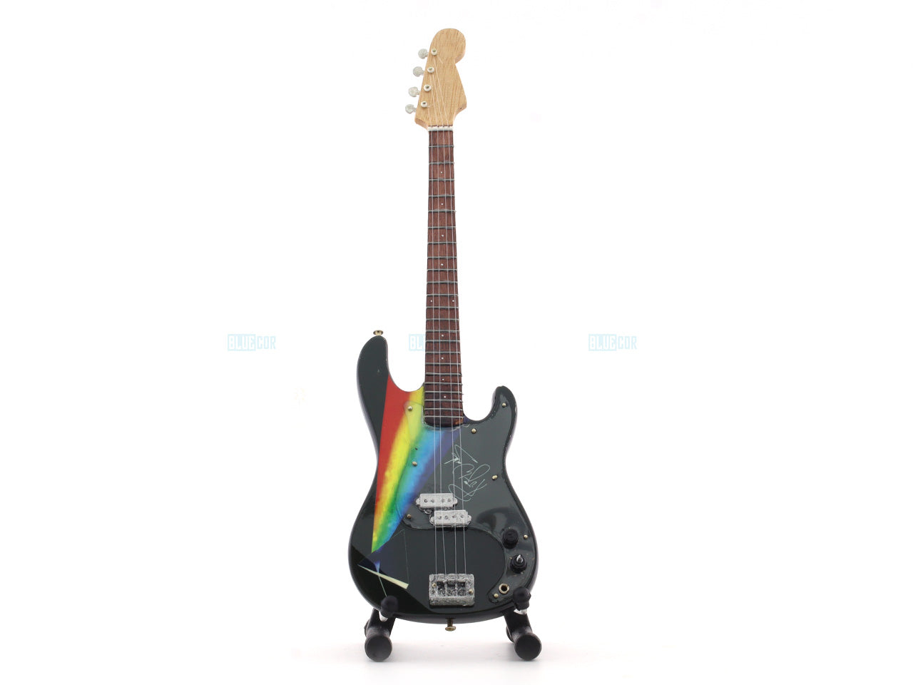 Pink Floyd Musician Bass Electric Guitar Miniature with Stand Design B