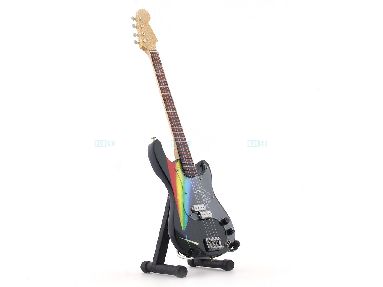 Pink Floyd Musician Bass Electric Guitar Miniature with Stand Design B