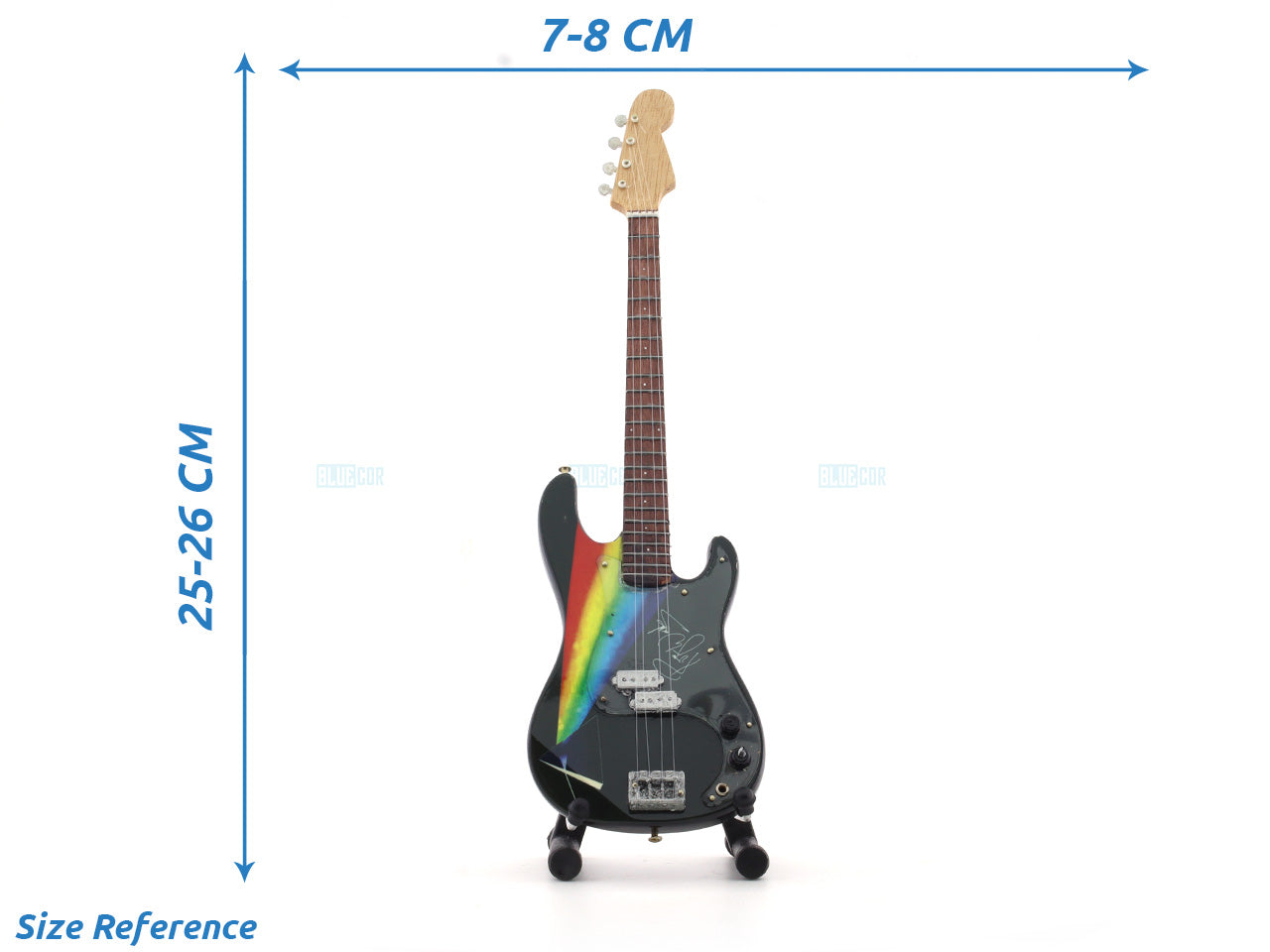 Pink Floyd Musician Bass Electric Guitar Miniature with Stand Design B