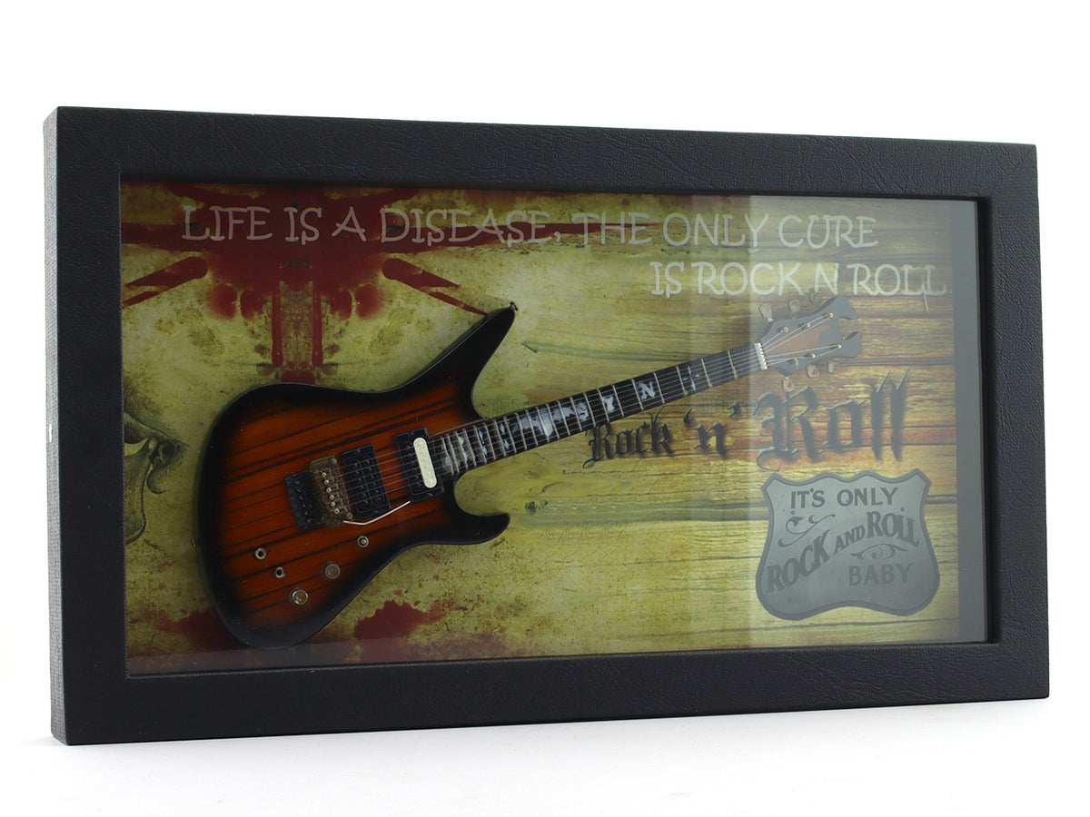 Rock and Roll 3D Frame with Miniature Guitar | Bar & Music Wall Décor Gift India