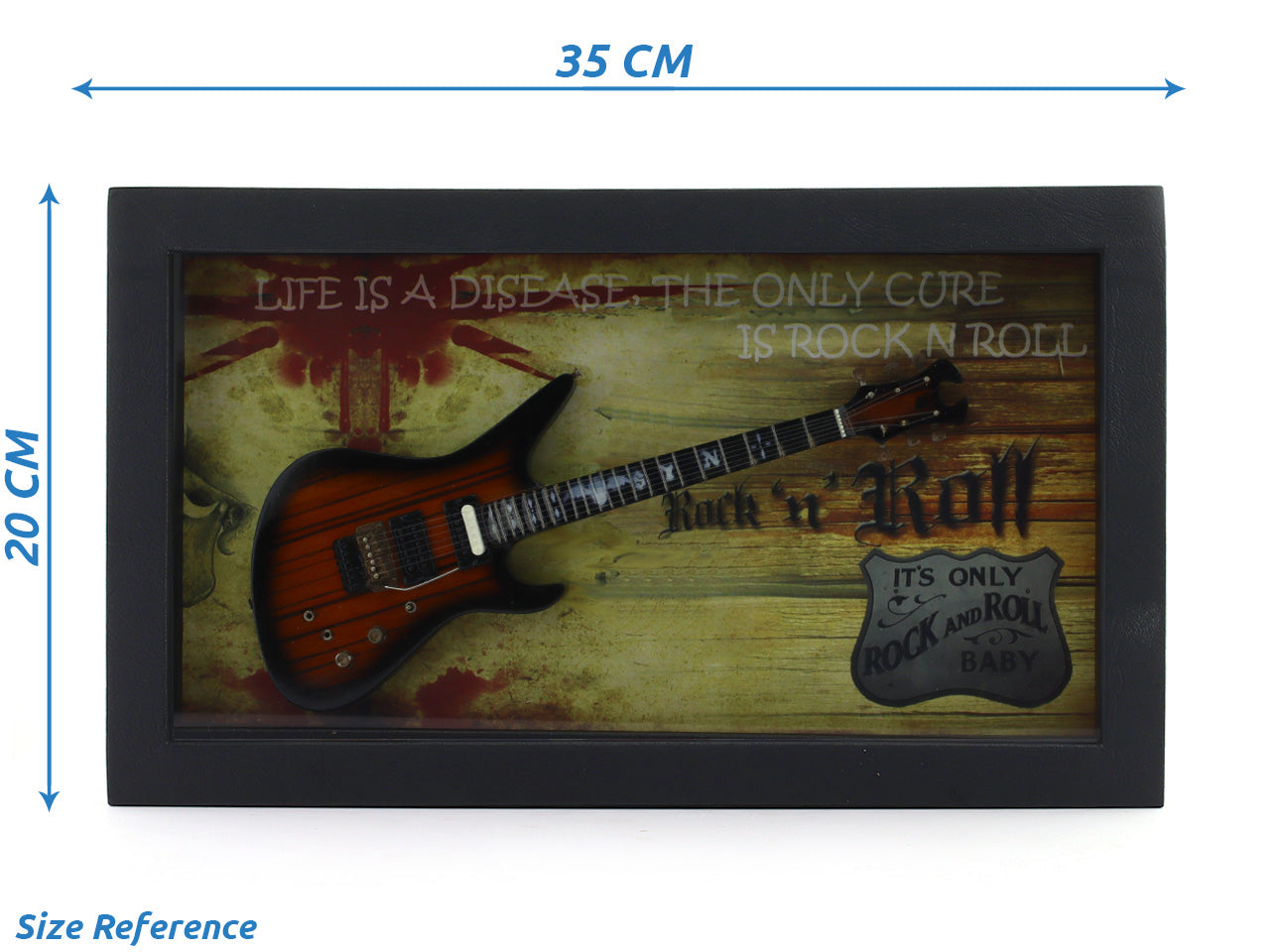 Rock and Roll 3D Frame with Miniature Guitar | Bar & Music Wall Décor Gift India