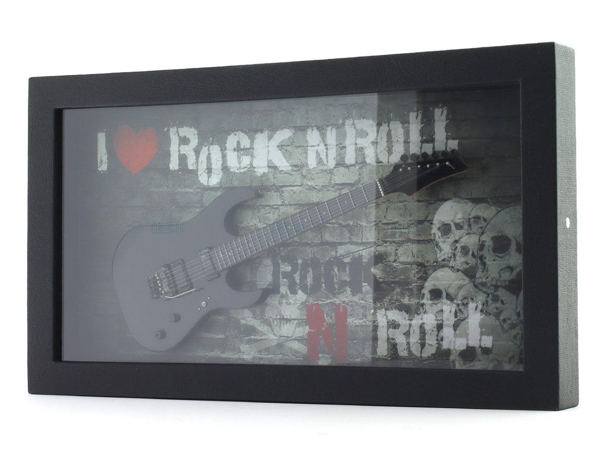 I Love Rock & Roll Guitar 3D Frame with Miniature Guitar | Bar & Music Wall Décor Gift India