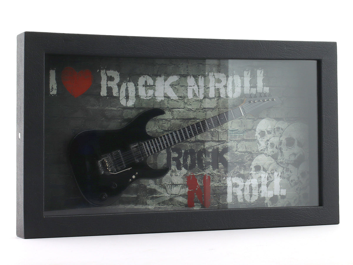 I Love Rock & Roll Guitar 3D Frame with Miniature Guitar | Bar & Music Wall Décor Gift India