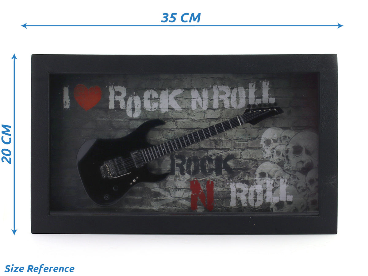 I Love Rock & Roll Guitar 3D Frame with Miniature Guitar | Bar & Music Wall Décor Gift India