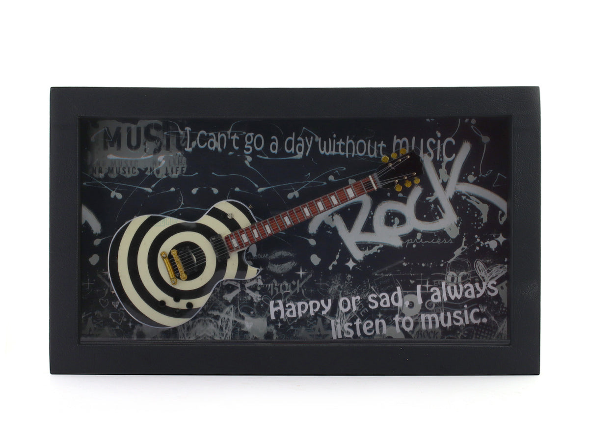 Rock Music Guitar 3D Frame with Miniature Guitar | Bar & Music Wall Décor Gift India