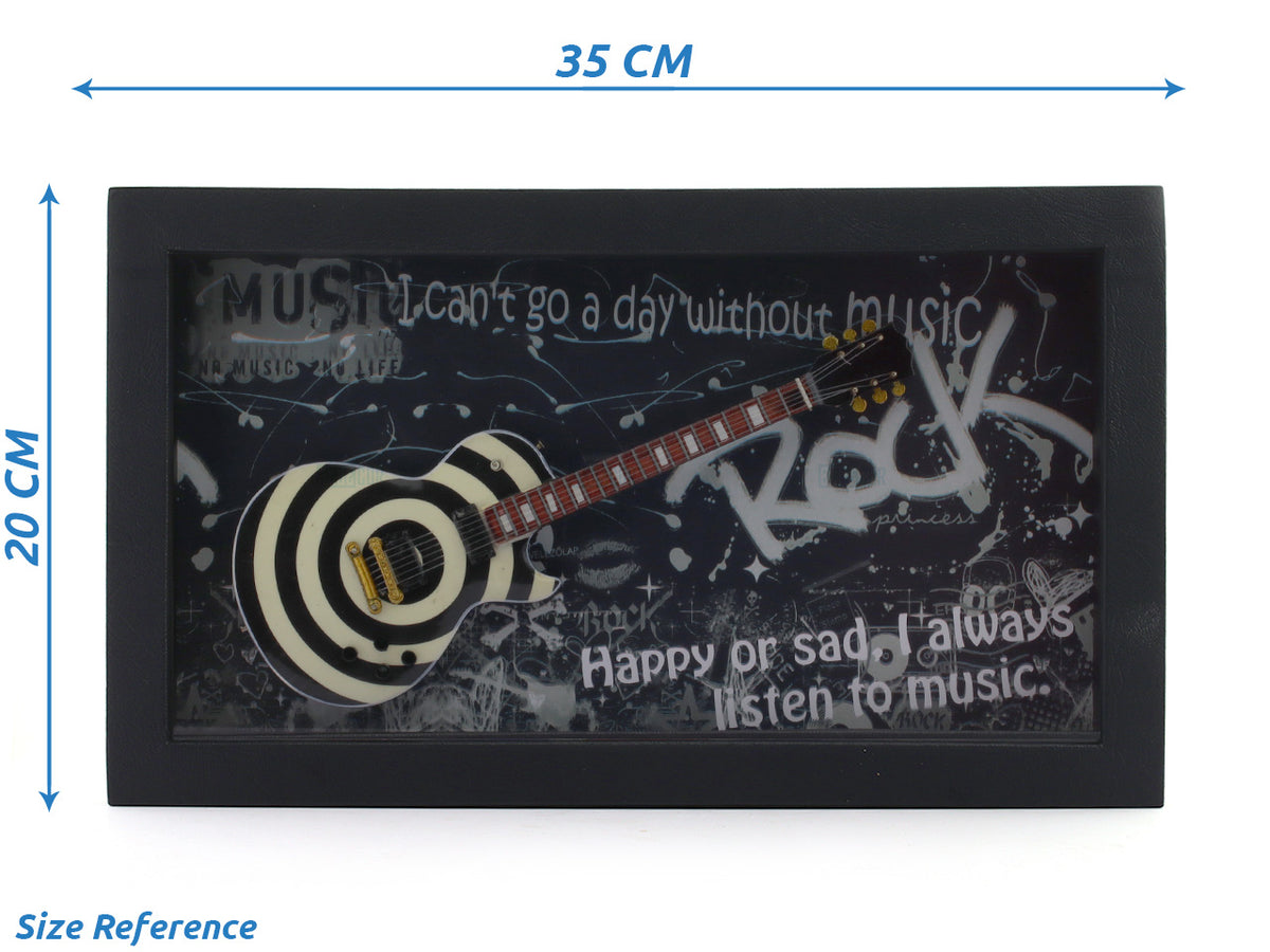 Rock Music Guitar 3D Frame with Miniature Guitar | Bar & Music Wall Décor Gift India