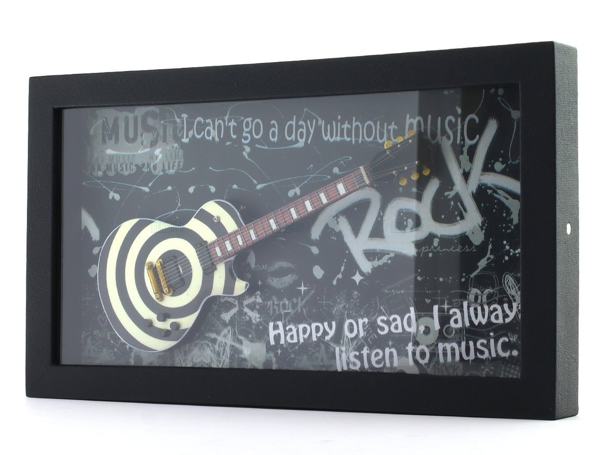 Rock Music Guitar 3D Frame with Miniature Guitar | Bar & Music Wall Décor Gift India
