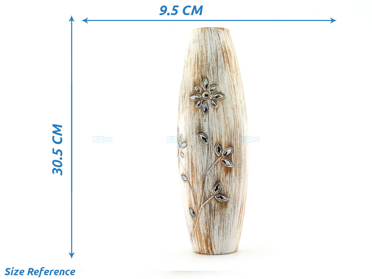 Set of 2 Handcrafted Wooden Vases with Floral Embellishments - Rustic Charm