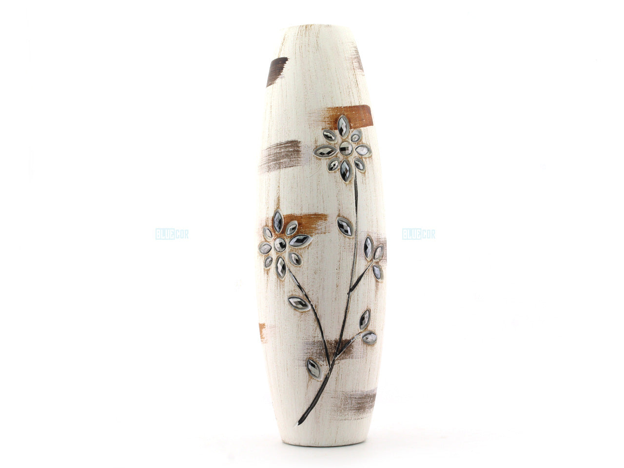 Set of 2 Handcrafted Wooden Vases with Floral and Textured Design - Rustic Elegance