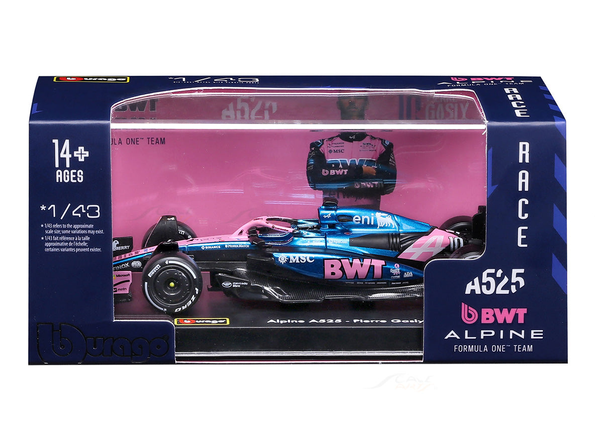 2025 Alpine A525 P. Gasly Monaco GP 1:43 Scale Bburago Licensed Formula 1 Diecast Model