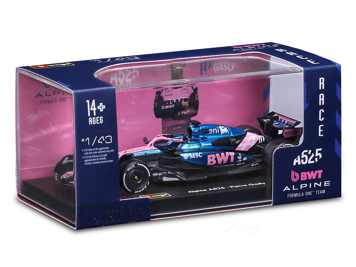 2025 Alpine A525 P. Gasly Monaco GP 1:43 Scale Bburago Licensed Formula 1 Diecast Model