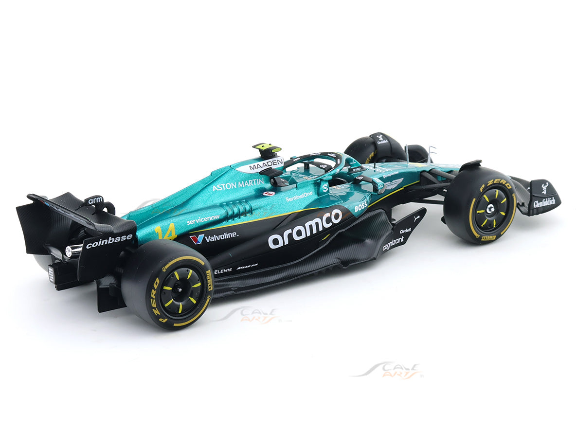 Special Offer : 2025 Aston Martin AMR25 No.14 Fernando Alonso with Driver Figure 1:24 Bburago Licensed F1 Diecast Model