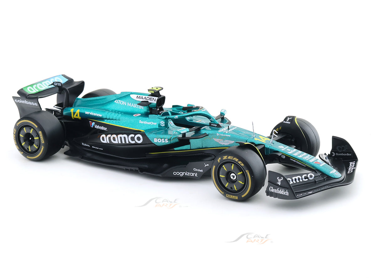 Special Offer : 2025 Aston Martin AMR25 No.14 Fernando Alonso with Driver Figure 1:24 Bburago Licensed F1 Diecast Model