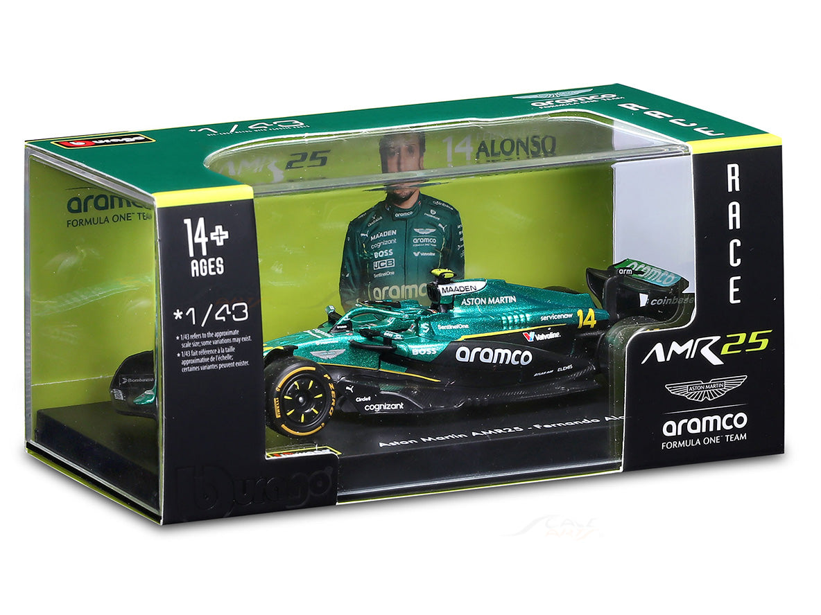 2025 Aston Martin AMR25 F. Alonso Australia GP 1:43 Scale Bburago Licensed Formula 1 Diecast Model