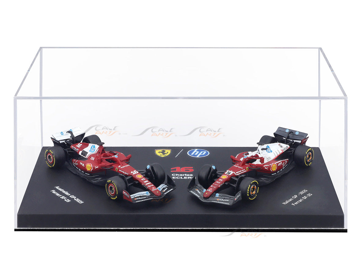 2025 Ferrari SF-25 Charles Leclerc No.16 Twin Pack 1:64 Bburago Licensed F1 Diecast Scale Model Collectible Set