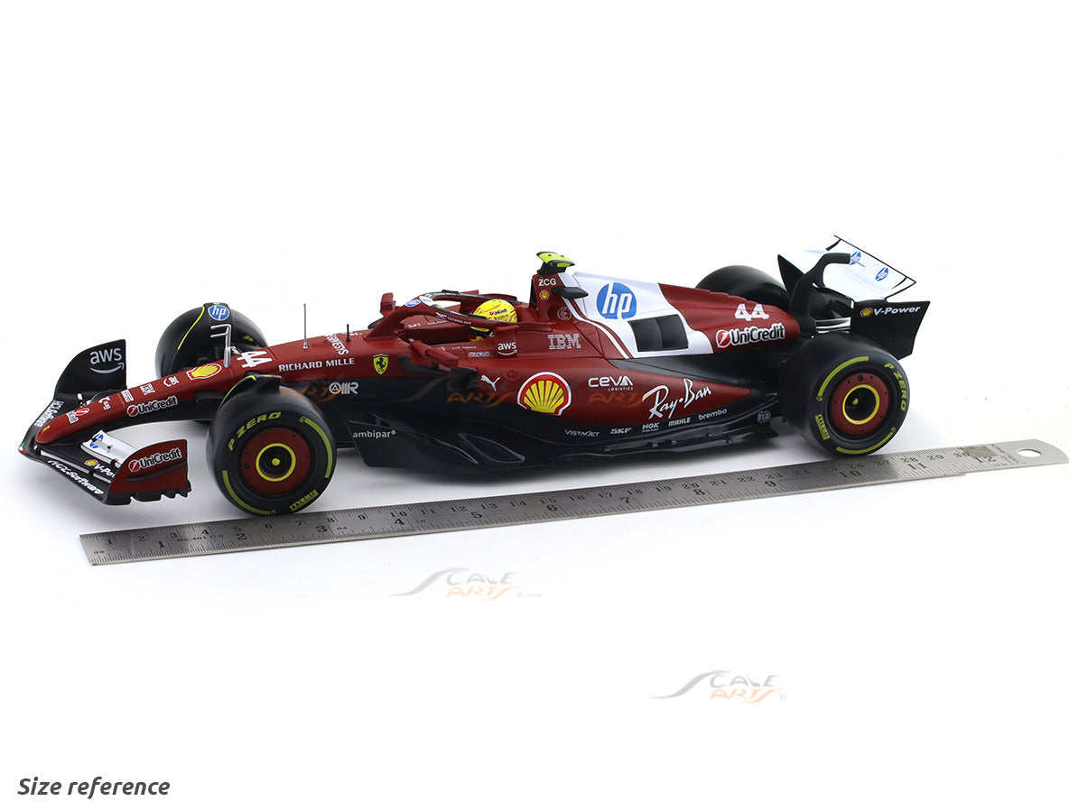 2025 Ferrari SF25 Lewis Hamilton No.44 with Clear Case 1:18 Bburago Deluxe Licensed F1 Diecast Scale Model Car