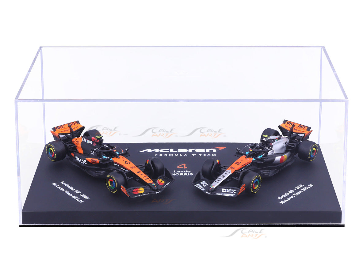 2025 McLaren MCL39 Lando Norris No.4 Twin Pack 1:64 Bburago Licensed F1 Diecast Scale Model Set