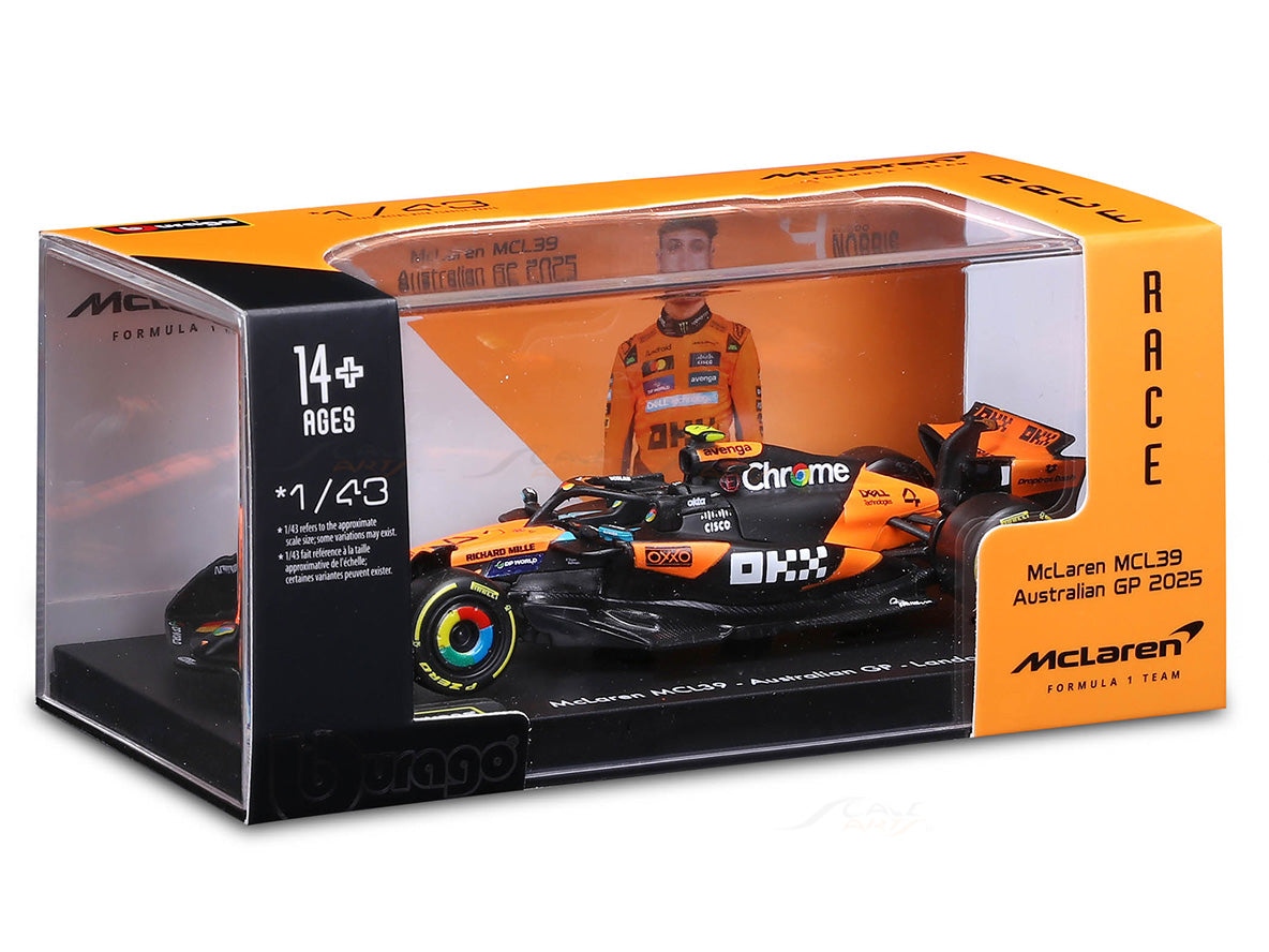 2025 McLaren MCL39 Lando Norris Australia GP 1:43 Scale Bburago Licensed Formula 1 Diecast Model