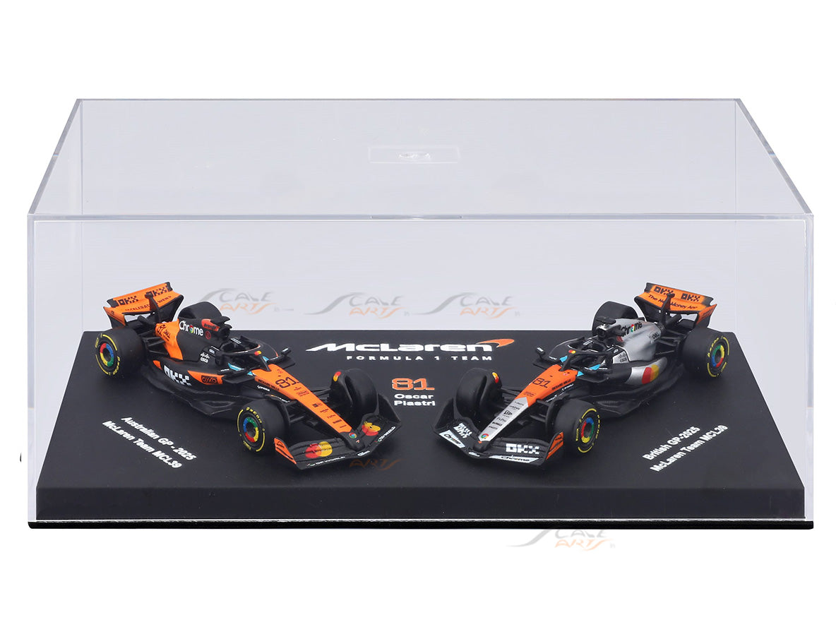 2025 McLaren MCL39 Oscar Piastri No.81 Twin Pack 1:64 Bburago Licensed F1 Diecast Scale Model Set