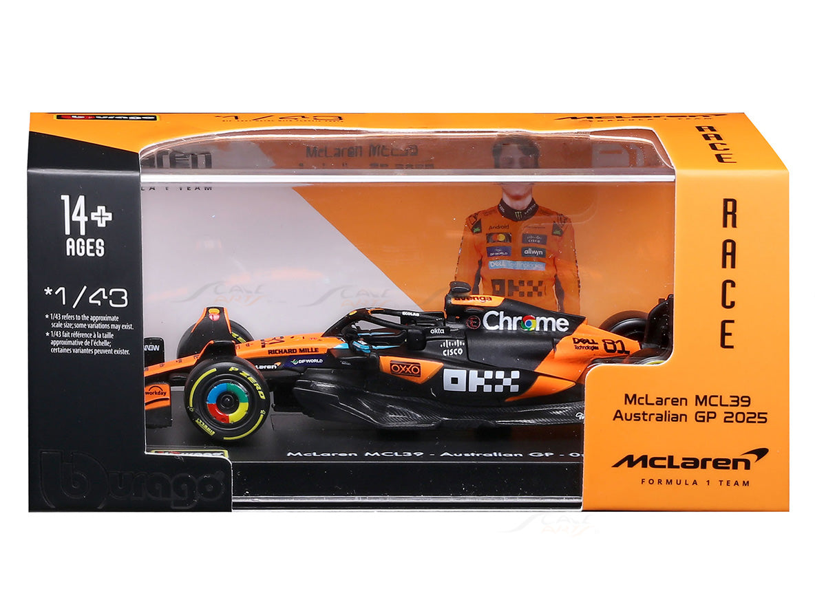 2025 McLaren MCL39 Oscar Piastri Australia GP 1:43 Scale Bburago Licensed Formula 1 Diecast Model