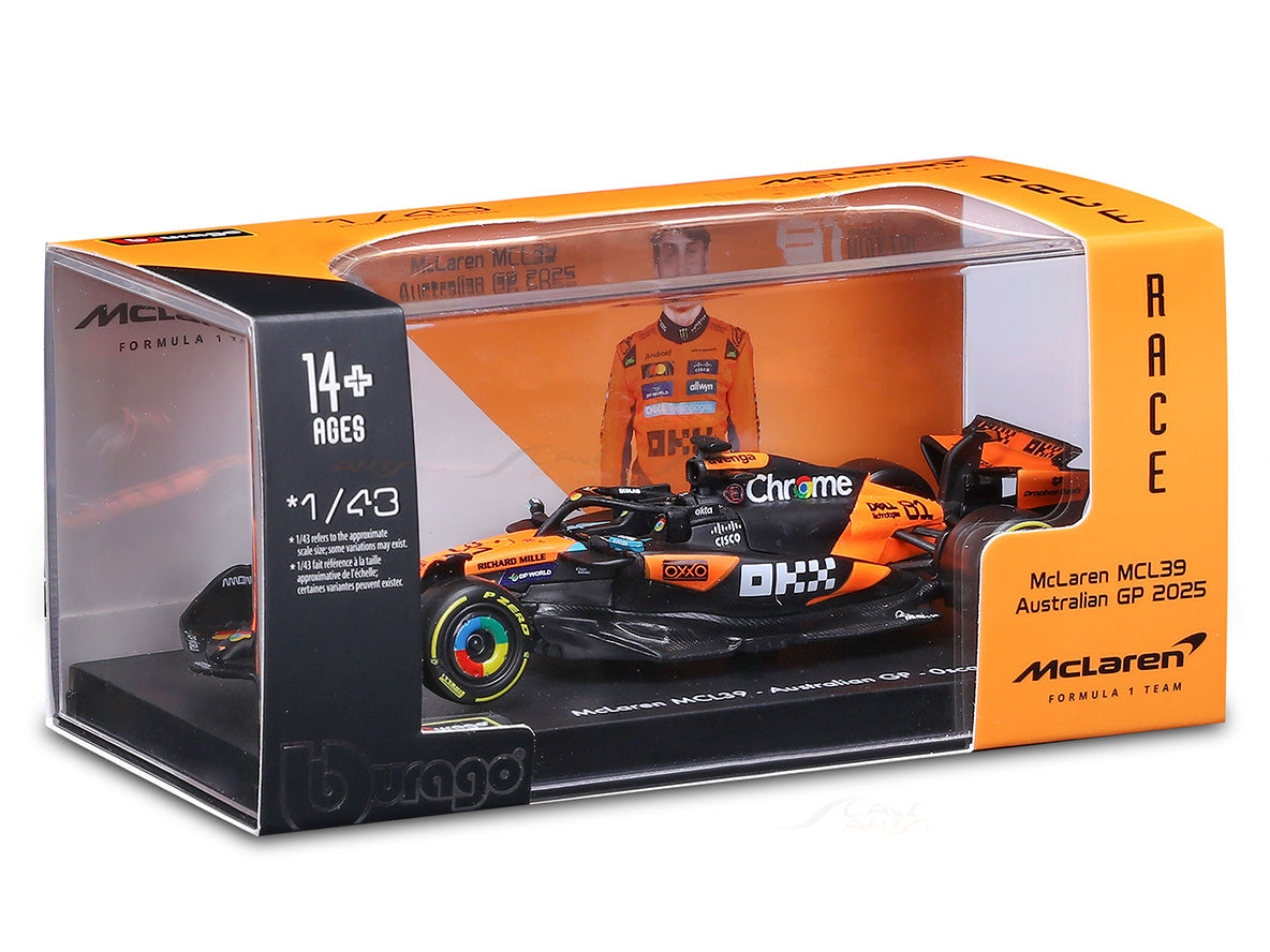 2025 McLaren MCL39 Oscar Piastri Australia GP 1:43 Scale Bburago Licensed Formula 1 Diecast Model